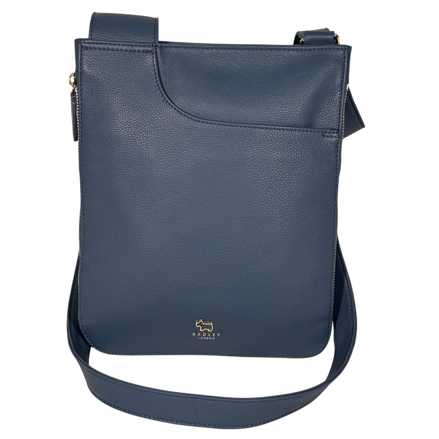 Radley London Pockets Medium Zip Around Blue Gray Leather Cross Body Bag Nwot